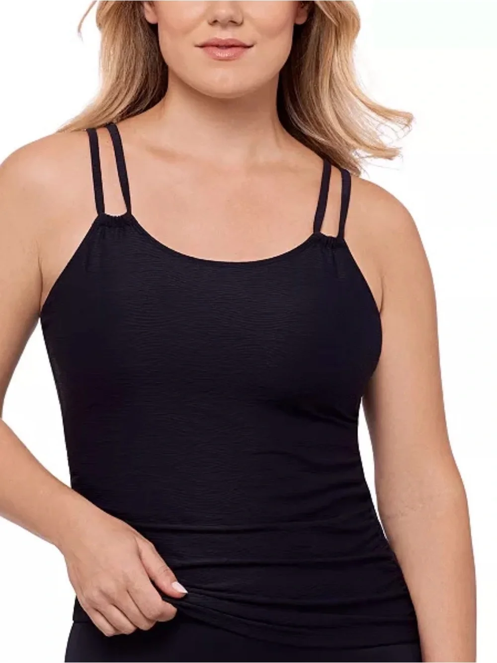 Swim Solutions Tunnel Black Tankini Top - Picture 3 of 6